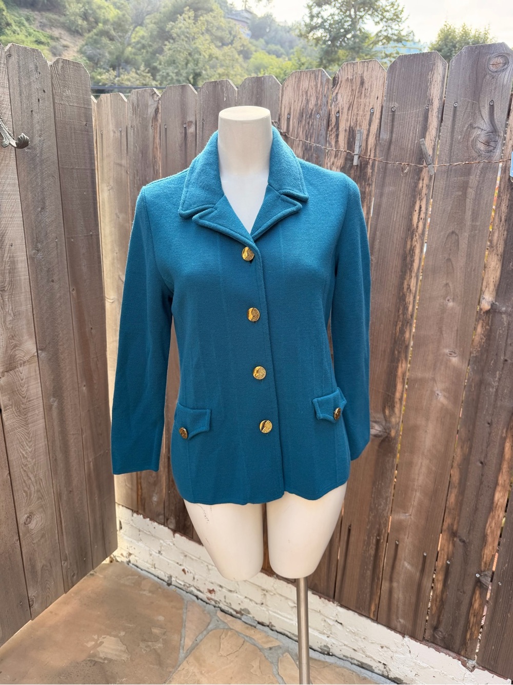 Castleberry vintage knit Teal Button-Front Women's cardigan Jacket size 6